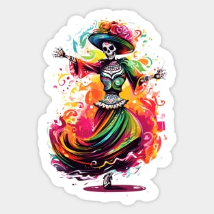 Dia de Los Muertos Day of the Dead Lady Skeleton Sticker